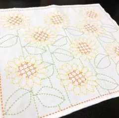 ホビーラホビーレ ☆ ひまわり ひまわり畑☆ 刺し子のふきん 完成品　家庭科のサムネイル