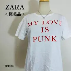 【極美品】ザラ 半袖Tシャツ ロゴプリント クルーネック L相当 ホワイト