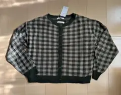 チェック柄半袖ニットとカーディガン のセット