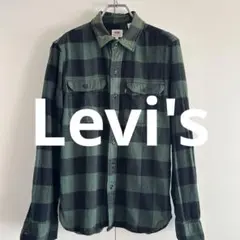 リーバイス ネルシャツ S 実寸M相当 グリーン ブラック ブロックチェック