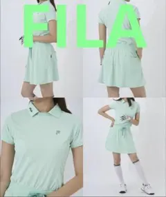フィラ 春ゴルフ ワンピース 半袖 吸汗速乾 UVカット パステルミント　M