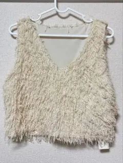 新品‼️‼️フリンジデザイン ノースリーブベスト アイボリー