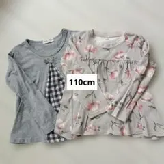 長袖カットソー2枚セット（グレー・花柄）