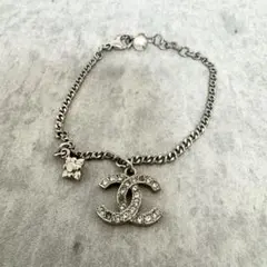 シャネル CHANEL ブレスレット ココマーク ラインストーン シルバー 刻印