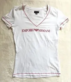 EMPORIO ARMANI Tシャツ レディース Vネック ロゴホワイト半袖