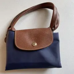 ネイビー/ブラウン ハンドバッグロンシャン