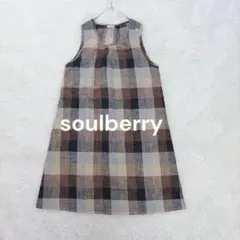 ソウルベリー♡ノースリーブチェック柄チュニック ダークレッド XL 大きいサイズのサムネイル