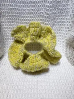 ハンドメイド ニットシュシュ イエロー系