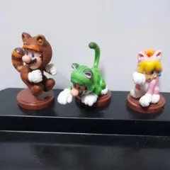 スーパーマリオ チョコエッグ フィギュア3体セット たぬきマリオ カエルルイージ
