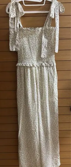 NICE CLAUPリボン 花柄 キャミソール オールインワン