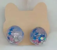 カラフルラメドーム型ピアスとゴールドスタッドピアスセット