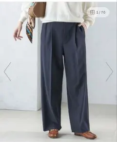 【2/14まで】SHIPS <手洗い可能>両面起毛 ストレート パンツ 34