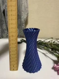 青いフラスコ型プラスチック花瓶 約12cm