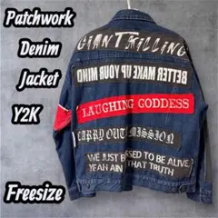 Y2K Graphic Patchwork Denim Jacket Punk