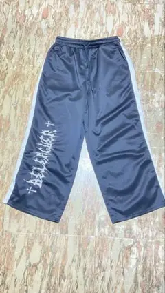 ブラック ワイドパンツ サイドストライプ