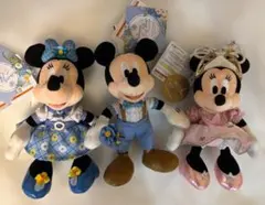 ミニーミッキー ブルーエバーアフター等 ぬいぐるみバッジ 3体