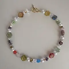新品未使用　一点物　ビーズネックレス　ビーズアクセサリー　ハンドメイドネックレス