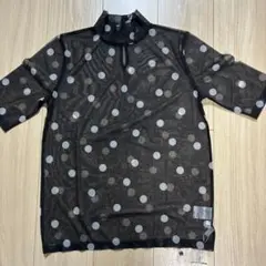 ブラック　シースルートップス　水色