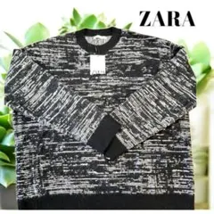 ★ザラ ZARAレタリングコントラストジャガードニットウエア M★