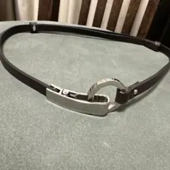 ブラウンレザーベルト シルバーバックル付き