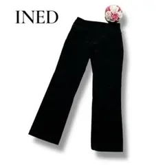 INED イネド　レディース　ベロアパンツ　ストレート　ブラック　黒　Sサイズ