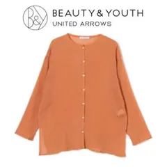 BEAUTY&YOUTH クレープ クルーネックカーディガン