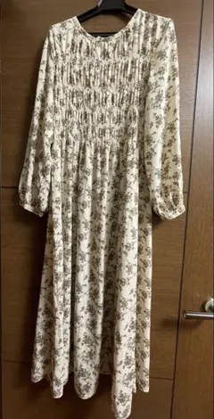 フラワープリント 長袖 マキシドレス