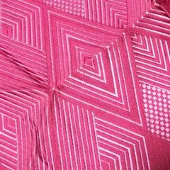 幾何学模様 ピンク生地 はぎれ　帯　きもの　リメイク　ハンドメイド