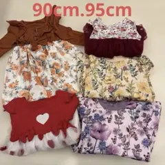 90cm 95cm 女の子　ワンピース　花柄　まとめ売り　長袖　秋冬　お出かけ着