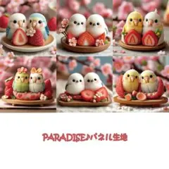 PARADISEパネル生地　 シマエナガ柄　インコ柄