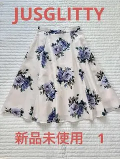 新品未使用★ JUSGLITTY 花柄 フレアスカート ひざ丈 1のサムネイル