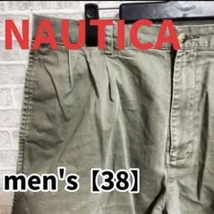 F1537【NAUTICA】ショートパンツ/チノショート【38インチ】カーキのサムネイル