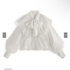 ボウタイケープカラーシアーブラウス