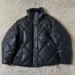 【美品】ラグアジェム　フェイクレザー　ダウンジャケット　ブラック