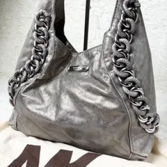 マイケルコース y2k ホーボーバッグ　チェーン編み込み　シルバー メタリック