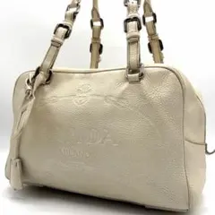 PRADA プラダ ヴィッテロダイノ レザー ミニボストン アイボリー 肩掛け
