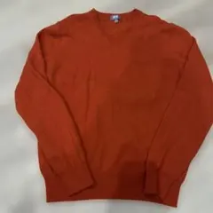 カシミヤVネックセーター　長袖　オレンジ　ユニクロ　L カシミヤ100 ニット