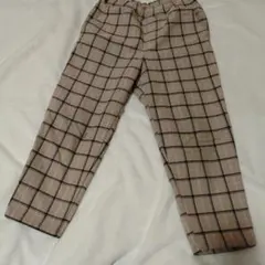 ベージュ系チェック柄ロングパンツ