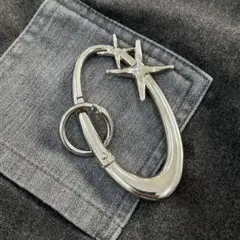 星 シルバー カラビナ キーホルダー ステンレス シンプル y2k アメカジ