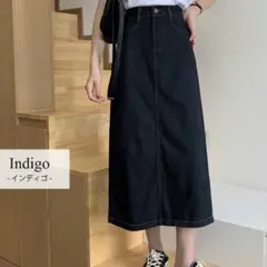 teddyshop デニムスカート　バックスリット　Mサイズ　インディゴ