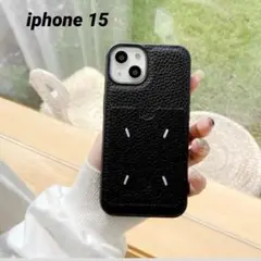 人気！iphone15 レザーケース ポケット付 ブラック
