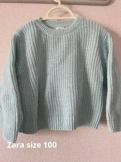 【美品】ZARA リブ編みセーター 3-4歳 ライトブルー
