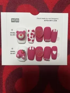 ハンドメイド ピンク ネイルチップ セット 10個入り つけるセット付き