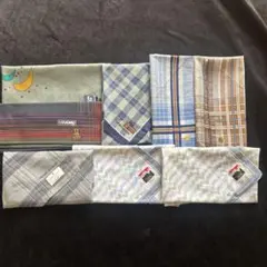 メンズ　ハンカチ　8枚セット チェック・ストライプ柄