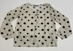 水玉模様 薄手 長袖 トップス ベージュ × 黒