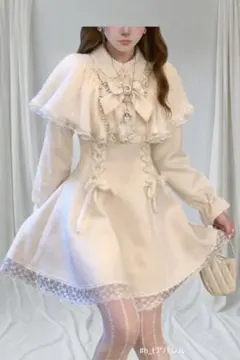 Y2K ホワイト リボン フリル フレア ミニ ワンピース 量産型 リズリサ系