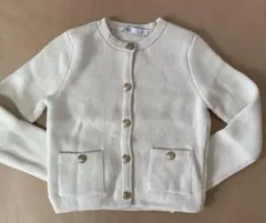 ZARA ゴールドボタンニットカーディガン　ホワイト