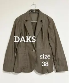 DAKS ダックス リネン テーラードジャケット チェック ブラウン系 38