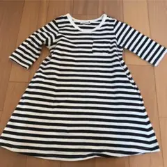 ブランシェス☆branshes七分ボーダーワンピースチュニック110