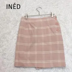 【イネド】チェック柄ミニスカート　巻きスカート風　ガーリー　フェミニン